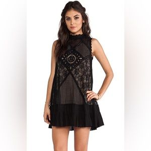 Free People Black Angel Lace Mini Dress Size S